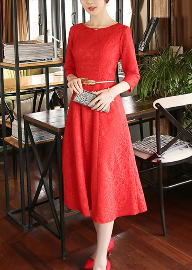 フォーマル ワンピース 結婚式 お呼ばれ 二次会 ワンピース 30代 40代 Aライン ワンピース 膝丈 清楚 結婚式ドレス Jm5006 Dress No Sato