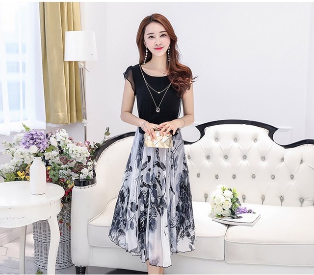 ワンピース 膝丈 ミモレ丈 夏 半袖 レディース 花柄 きれいめ リゾート ロング 大きいサイズ ひざ丈 おしゃれ マキシワンピース Aライン 着痩せ プリント Dd a Style