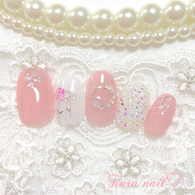 ネイルチップ ブライダルネイル ウェディングネイル 成人式ネイル 卒業式ネイル Tiara Nail ネイルチップ専門店