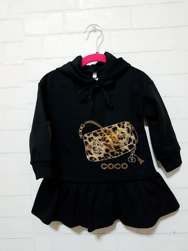 韓国子供服 即納 黒バックレオパードワンピース Selectstylefiala