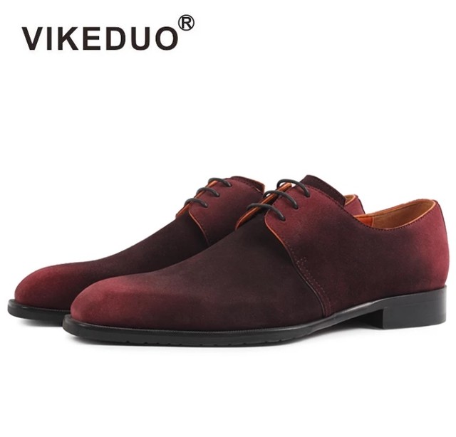 Vikeduo ドレスシューズ スエード ワインレッド メンズ 靴屋越前屋