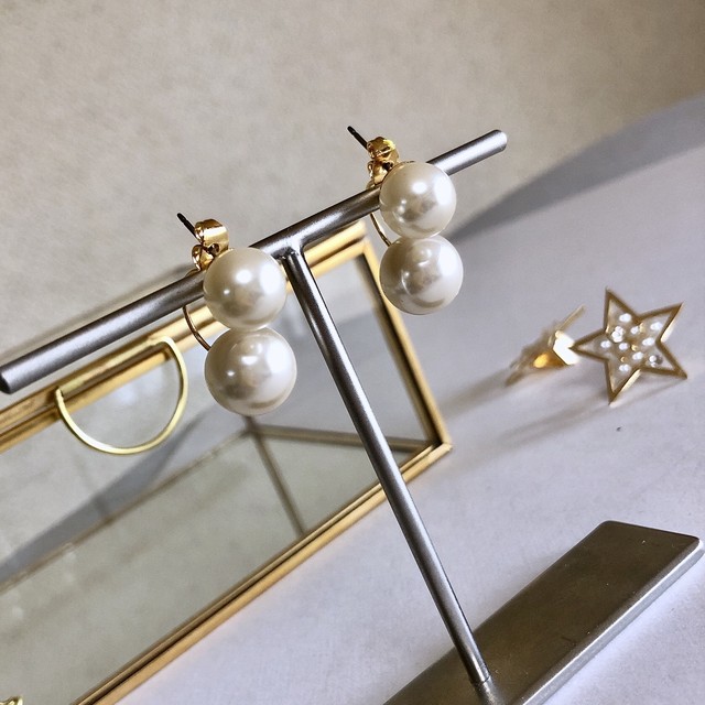 【ピアス】ダブルパールチタンピアス 人気ピアス