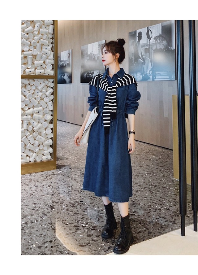ワンピース レディース 春 40代 50代 長袖 デニム シャツ Mitchie Mary