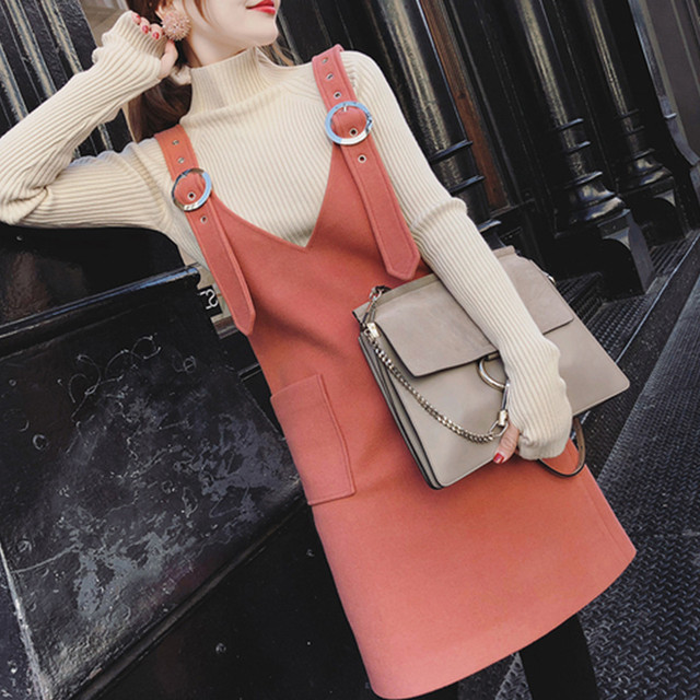 ワンピース 春ワンピース ジャンパースカート ｖネック ポケット ａライン 台形スカート 袖なし 秋 冬 大きいサイズ 10代 代 30代 40代 Ptngt0690 Shop Suba