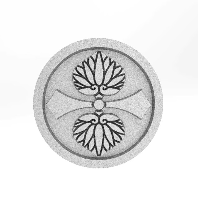 丸に剣二つ葵 家紋 Hokushin ピンバッチ プラチナ 家紋ジュエリー専門店