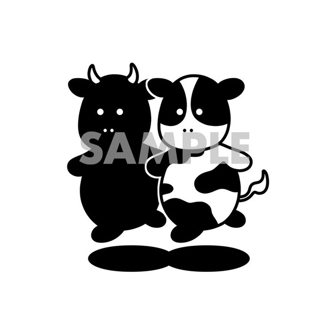 牛のイラスト素材 白黒シンプルイラスト Spiqa Art