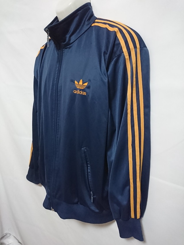 古着 メンズ100 L O相当 Adidas アディダス トレフォイルロゴ トラックジャケット ジャージ フルジップ スポーツ ネイビー オレンジ スポーツウェア シューズの古着屋 リサイクルスポーツ