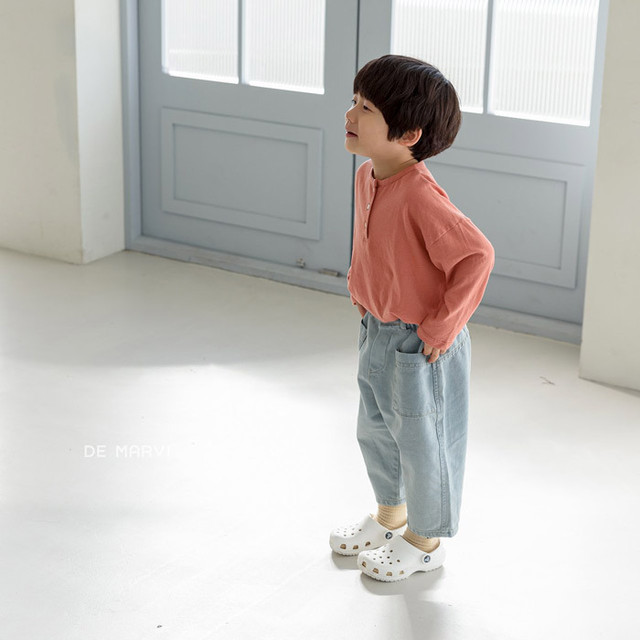 お取り寄せ ジュニアサイズ Button Henry Neck T 韓国子供服 ヘンリーネックシャツ Marvi こどもふく Select Shop Yourcloset 韓国子供服 海外子供服