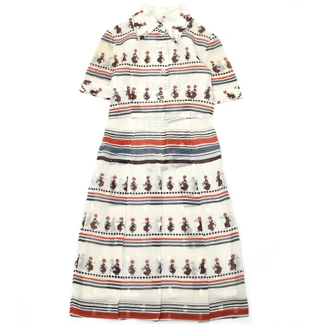Japan vtg retro border pattern one piece