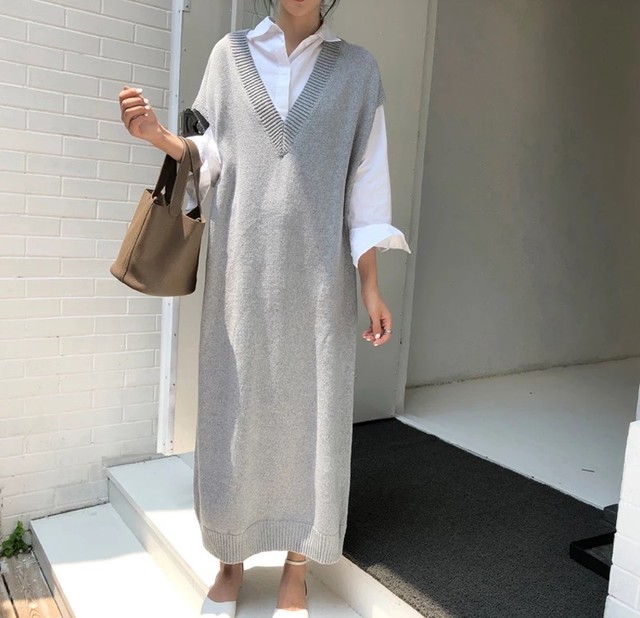 ニットベストワンピース Mamie For Daily