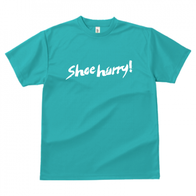 【ターコイズ/ホワイト】SHOEHURRY! ドライTシャツ