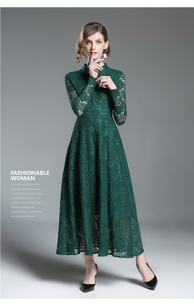 総レース 刺繍 ドレス ワンピース 長袖 マキシ丈 Znya0009 19新作ドレス Onlythebestオンリーザベスト