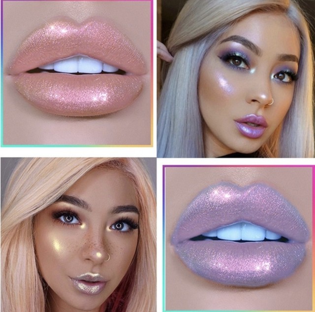 Handaiyan リップグロス クリア 透明 ラメ パール 01 ユニコーンカラー Jantile