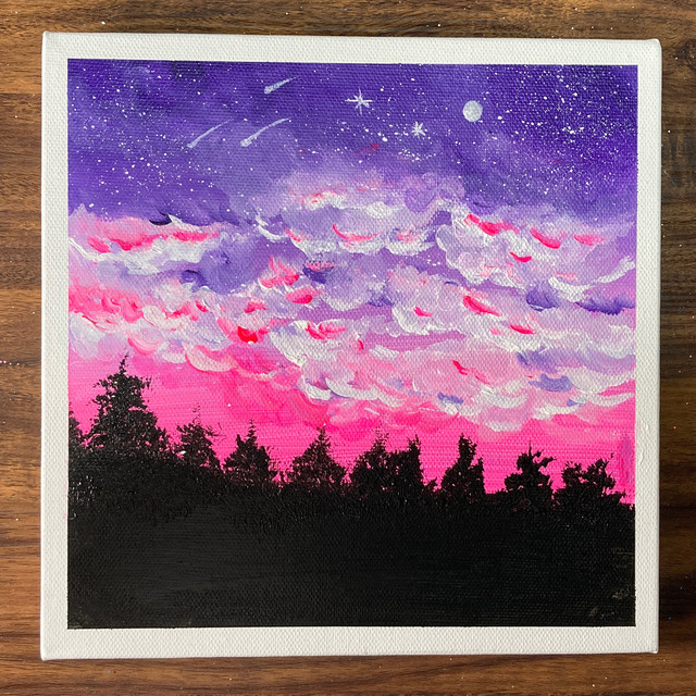紫色の空とピンク色の雲 092 Junya Art