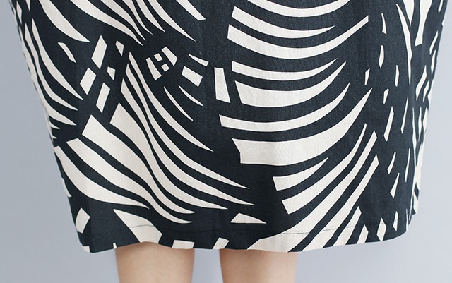 ワンピース ビッグシルエット 流行 大判プリント コットンリネン 葉 リーフ レディース 山ガール 七分丈 大人可愛い Preirie East プレイリー イースト