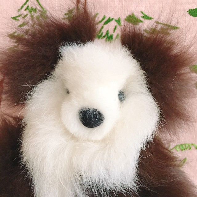 ベビーアルパカウール100 クマぬいぐるみm チョコ ホワイト Doudou Mooi ドゥドゥ モーイ