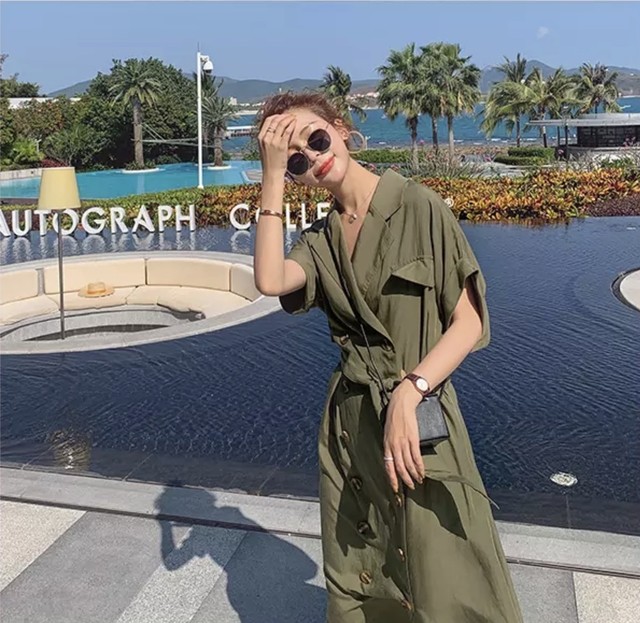 当店人気 送料無料 ロングワンピース グリーン 安い購入