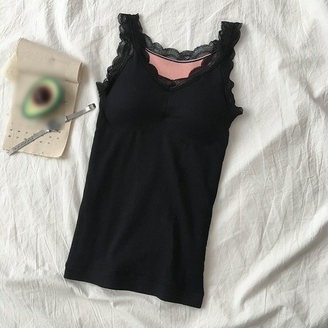 Vネック キャミソール スリムフィット 防寒 保温 4939 Luluchu