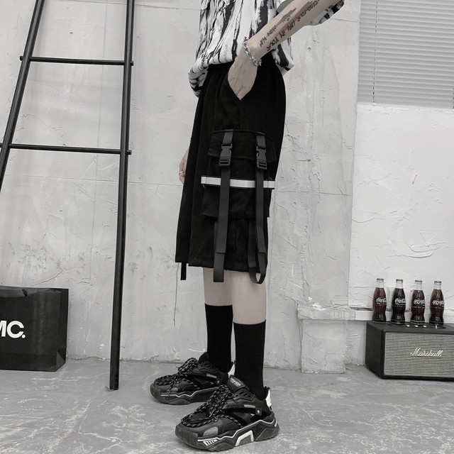 パンツレディース夏服韓国ファッショントレンドスタンダードブラックパンツ カジュアルルーズワイドレッグショーツ レトロ ストリート 夏物 ワイドパンツ スタイル デーモン Pleglad Demon