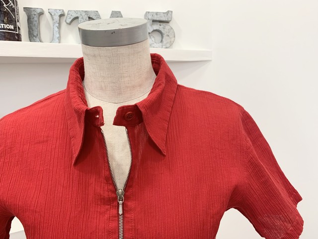 アニエスベー Agnes B シャツワンピース 赤色 One Piece キッズ 子供服 プリーツ シワ加工 uta5