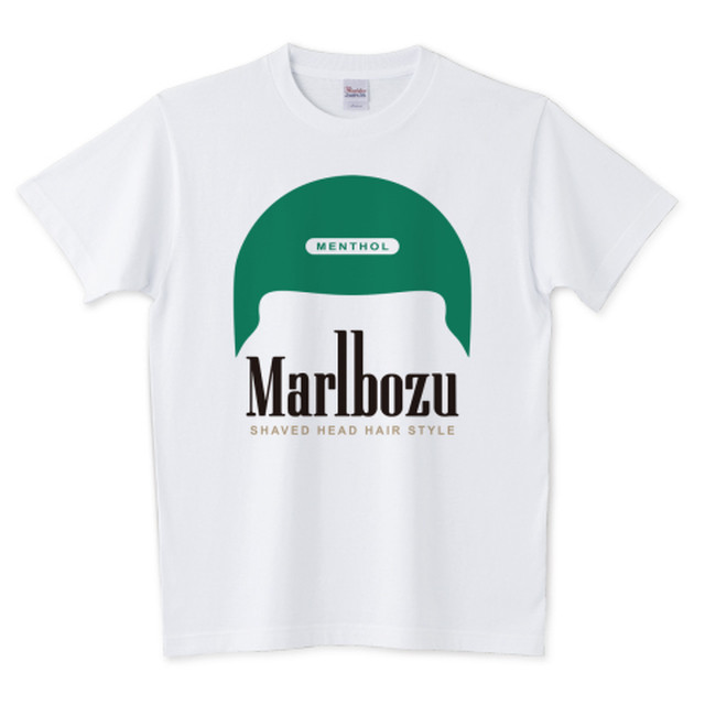 Marlbozu マールボーズ 丸坊主 メンソール Glaughin グラフィン パロディーtシャツ おもしろtシャツの販売