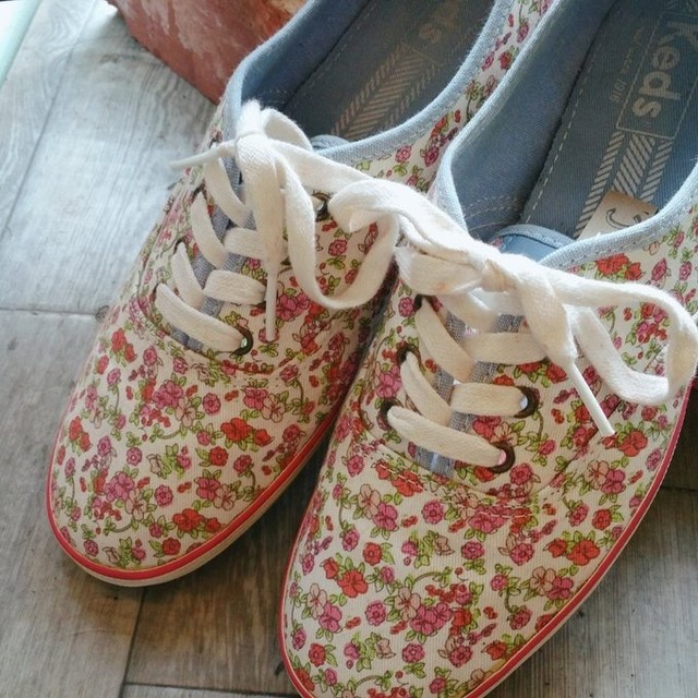 古着 パステル 小花柄 Keds キャンパスデッキシューズ サイズ 25