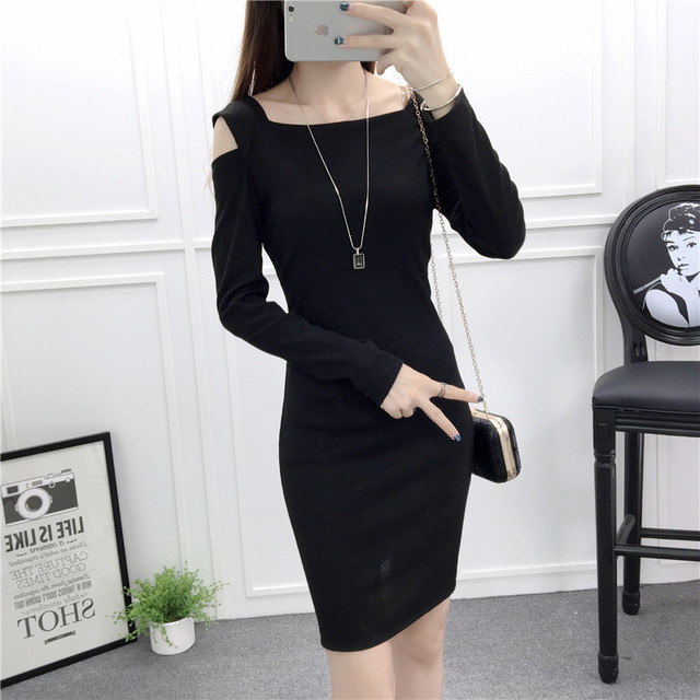ワンピース ドレス 肩出し スクエアネック タイト ミニ ショート丈 ボディコン セクシー 長袖 秋 冬 大きいサイズ 10代 代 30代 40代 50代 Ptngt0657 Shop Suba
