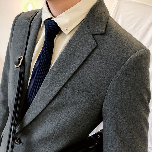 予約販売 メンズ スーツ 無地 ブラック グレー 通勤 シック 男前 ビジネス ジャケット パンツ セット セットアップ パーティ パーティー 二次会 同窓会 結婚式 韓国 トレンド S M L Xl 2xl 3xl 4xl Favoriteselect