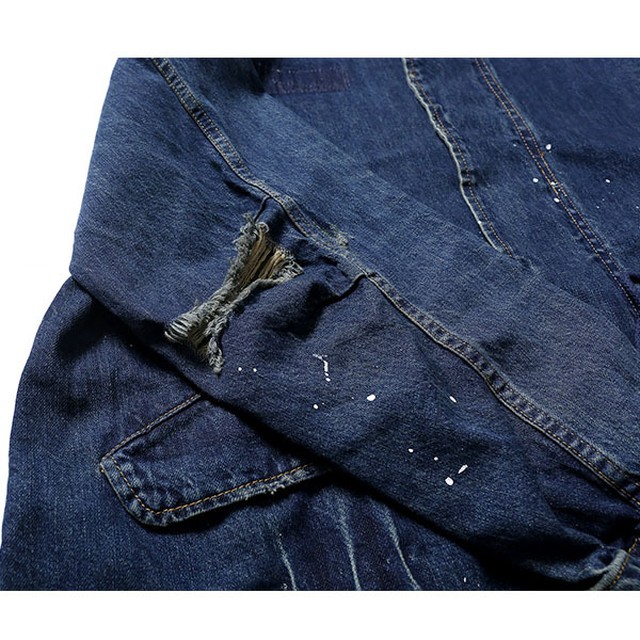 デニム ジャケット コート シャツ ペンキ加工 メンズ 服 ユニセックス 男性 女性 大きい サイズ ゆったり 男 女 ファッション 長め トレンド Gilb