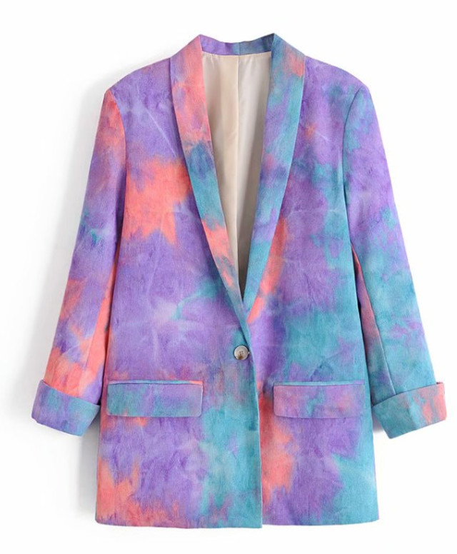 Top Mode アウター ジャケット タイダイ オーバーサイズ レディース パープル 紫 Sweet カジュアル デイリー 個性派 ライブ 舞台 ステージ 衣装 ヴィジュアル系 ゴシック お出かけ 春 夏 Dm154 Top Mode