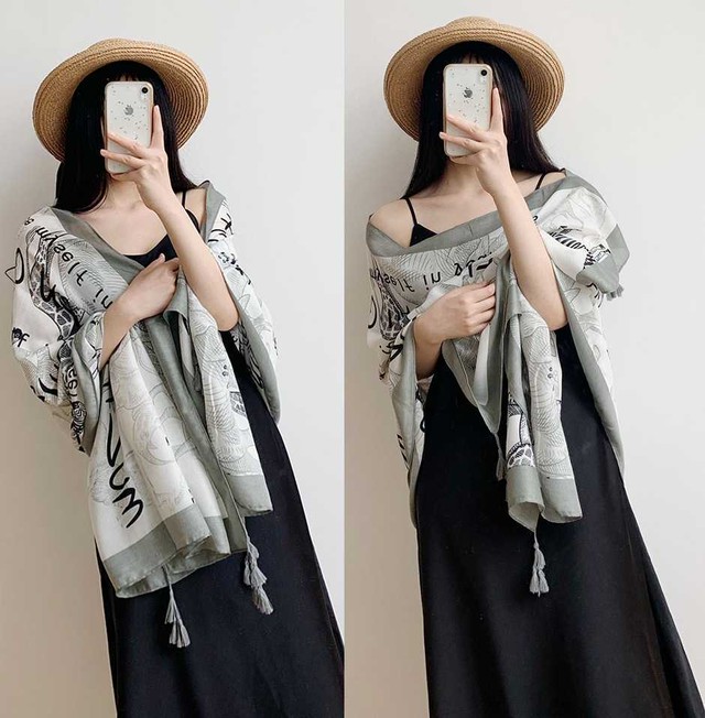 送料無料 アニマル柄 ストール 夏 大判 タッセル付き ショール マフラースカーフ 動物柄 ボタニカル ブランケット ビッグサイズ ひざ掛け 0706 Hummingf