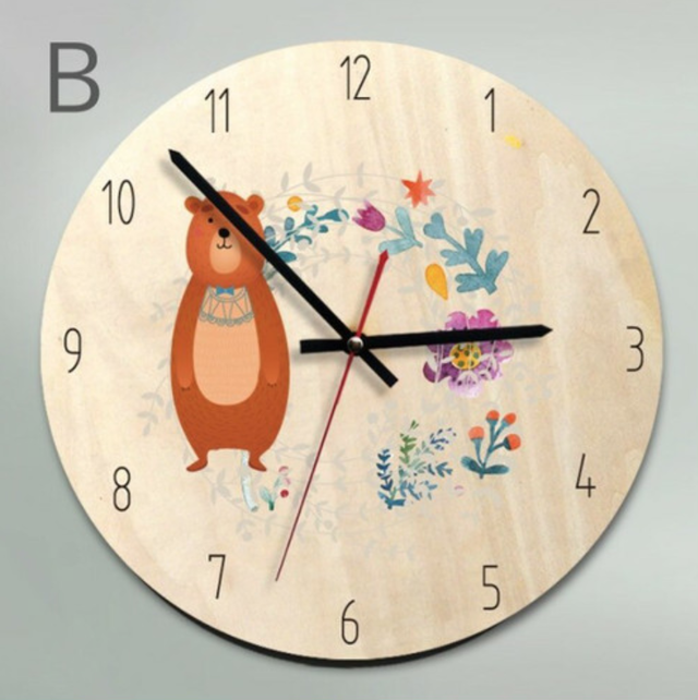 即納 時計 壁掛け ウォール クロック 北欧 インテリア 木 木製 可愛い 子供部屋 ギフト プレゼント ウッド ナチュラル メルヘン うさぎ くま ミツバチ Coloring Life