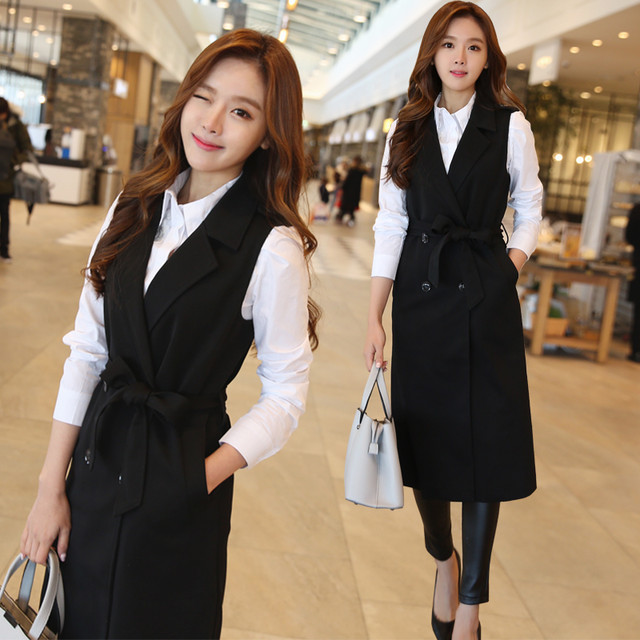 ノースリーブがトレンド トレンチ ノースリーブ コート ロング 膝下丈 ジレ Ol 通勤 Garage Diva 106