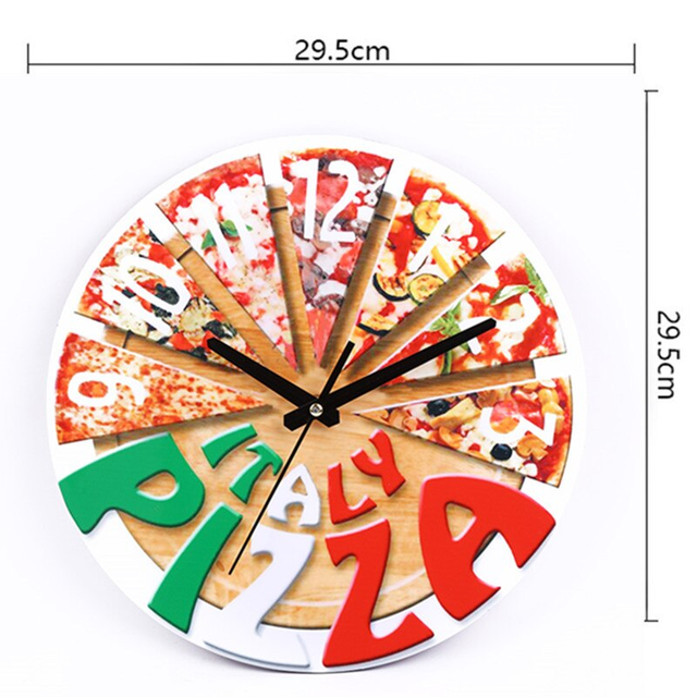 ピザ イラスト Pizza ユニーク カラフル ポップ 時計 インテリア Clock クロック 壁掛け ウォール ウォッチ オシャレ Clock Flog