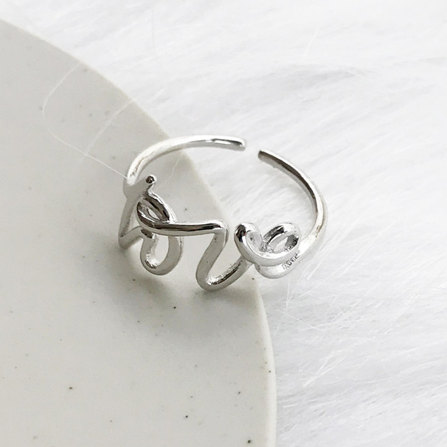 Sterling Silver Ring シルバー925 Love リング シルバーリング フリーサイズ サイズ調整 大人可愛い ジュエリー アクセサリー シルバーアクセサリー Cinnammon シナモン 大人可愛いレディースファッション