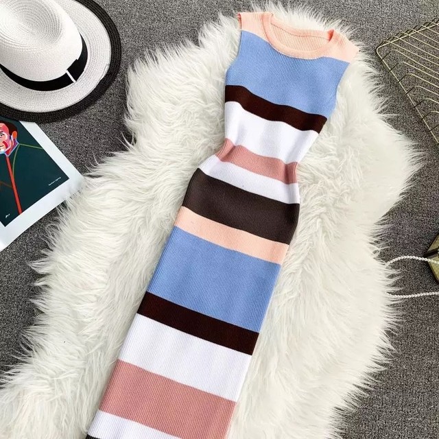 ランダムボーダーネックタイトワンピース Rola Mary Coco