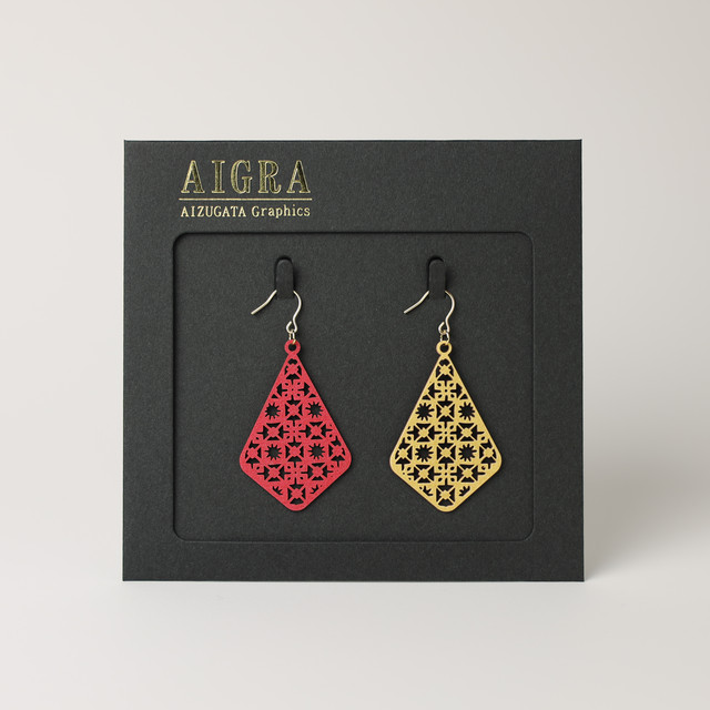 小花 ゴールド レッド 紙のピアス イヤリング 紙の耳飾り Aigra アイグラ