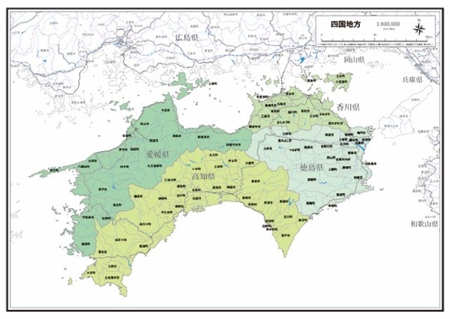 P6四国地方 新幹線 Jr 私鉄 K Shikoku P6 楽地図 日本全国の白地図ショップ