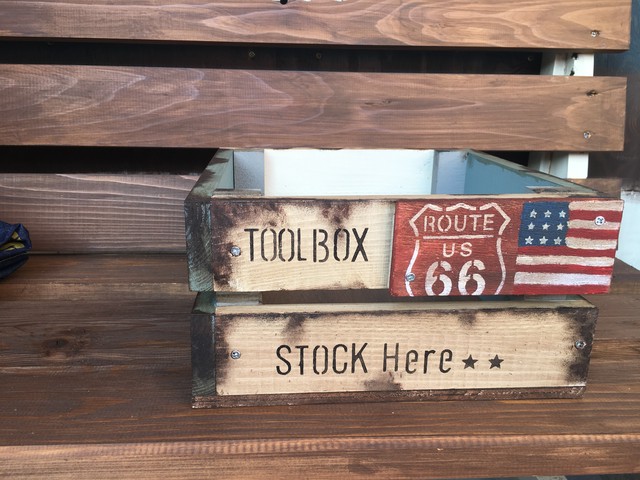 ハンドメイド木箱 ヴィンテージ雑貨 アメリカン雑貨収納box A E Style