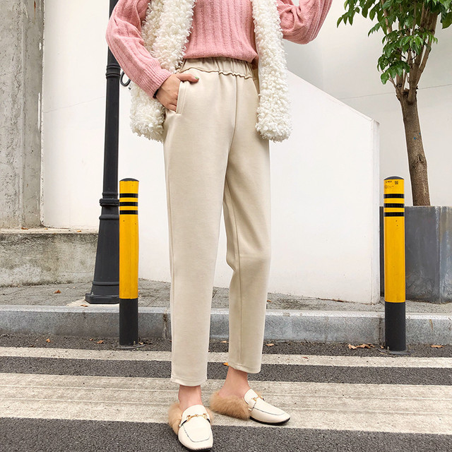 Ulzzangパンツ女性の秋と冬の緩いネット赤ウールニットおばあちゃんパンツストレートドレープスーパーファイヤーcecワイドレッグパンツ アリババ レッド オータム 秋物 ウィンター 冬物 レディース 送料無料 Spb レディース 韓国ファッション 直輸入通販