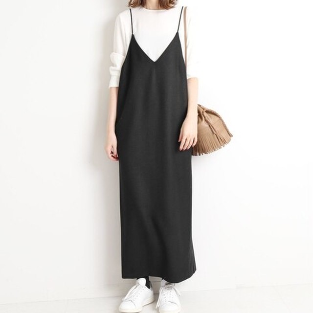 サロペットスカート ロング 秋冬 レディース 韓国 ファッション レディース キャミワンピース 秋服 レイヤードワンピース サロペット ワンピース レディース サロペット ロングワンピース グレー 黒 Vestito