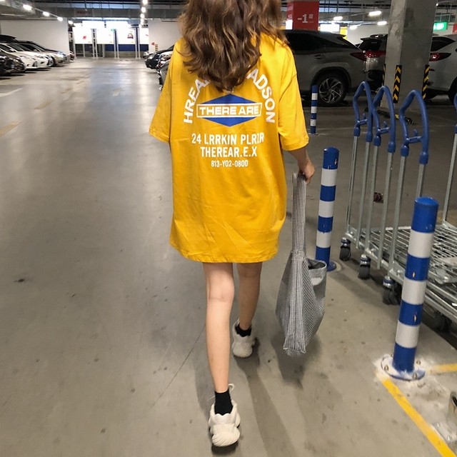 ゆるかわ カジュアル ロングtシャツ トップス プリントtシャツ レディース 半袖シャツ オーバーサイズ ビックシルエット 夏 ゆるだぼ デイリー オルチャン 韓国 Ptnym3170 Shop Suba