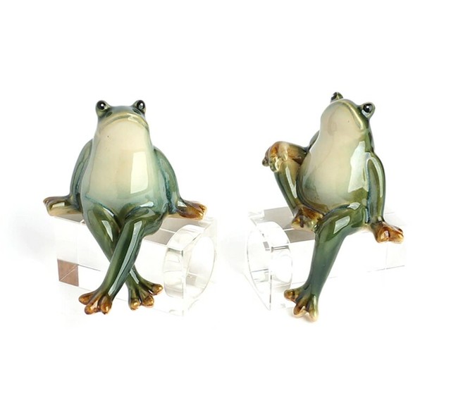 陶器製 カエルの置物 2体 ペア 蛙 かえる フロッグ かわいい インテリア オブジェ 置物 ディスプレイ Zakkalieto リエット