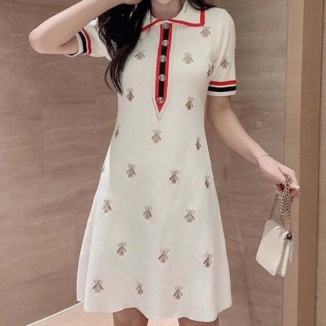 刺繍蜂 トリコロールポロシャツワンピ 2色 15