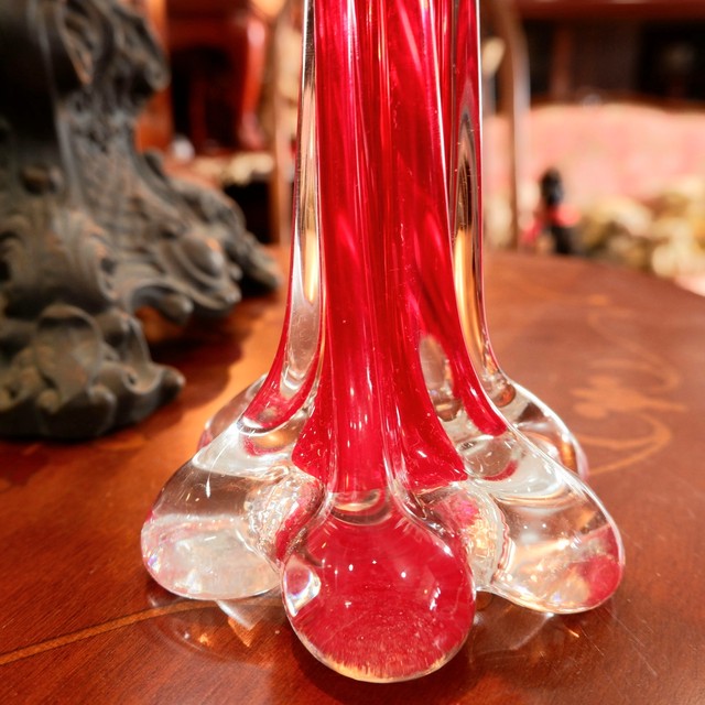 硝子の一輪挿し 花瓶 フラワーベース 赤 ガラス 古着屋 Sputonic