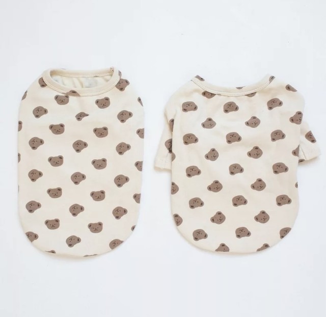Bear Print Pet Wear くまプリントtops 犬猫用服 韓国 Jesuismarquepage