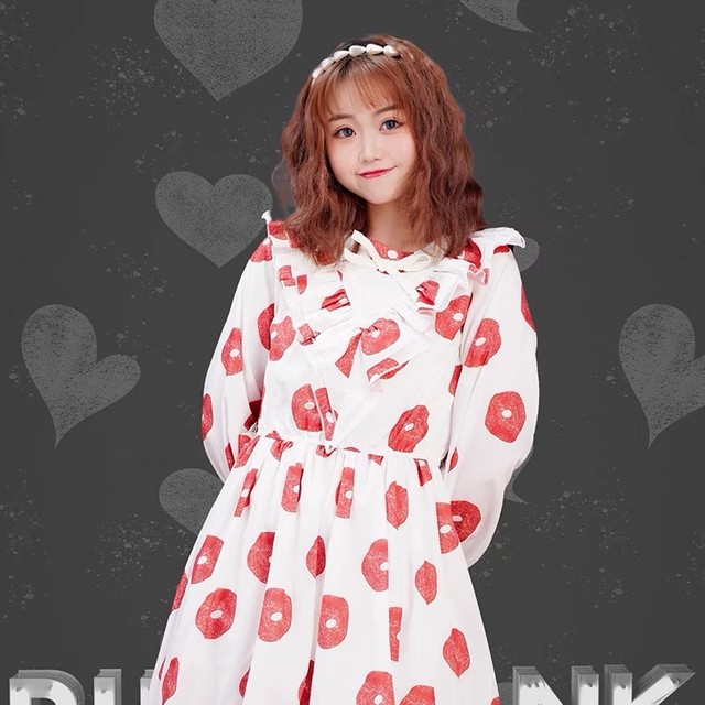 先着 ゆったり ガーリー 可愛い ハート マキシ 赤 ワンピース 水色 ワンピース Loveysmileshop