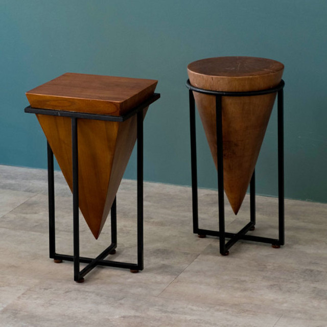 Madera Iron Side Table 2 Types / 北欧ナチュラルスタイル アイアン 木製サイドテーブル