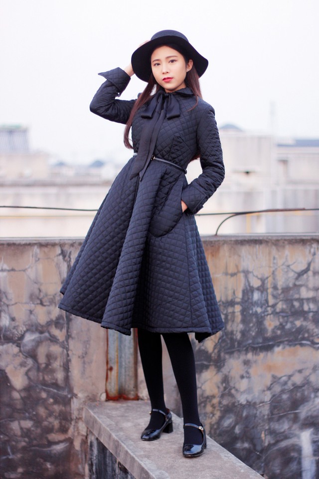 ダウンコート Aライン ロングコート 大人可愛い 冬 フリル ワンピース 上品 デート お出かけ Toptop