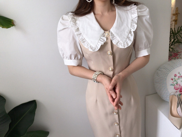 バブルスリーブロングワンピース Changel